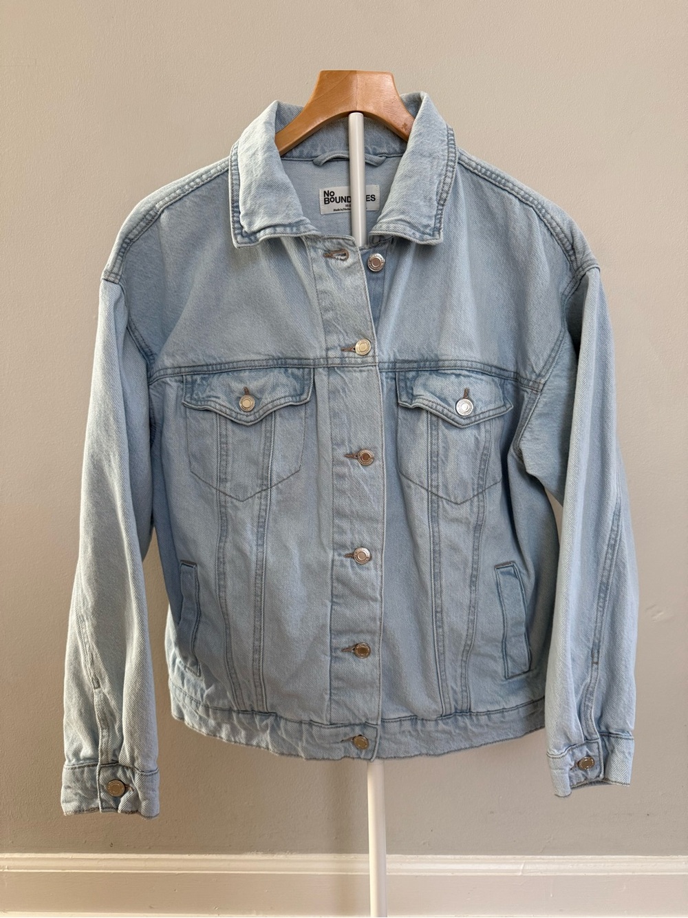 No Boundaries Pale Blue Denim Trucker Jacket | XS 0-2 | 100% Cotton